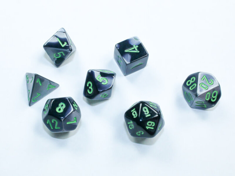 Chessex Mini Gemini 7-Die Set Black-Grey/Green (CHX20645)