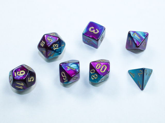 Chessex Gemini Purple-Teal Würfel Set - 12x 16mm Würfel Mit Gold