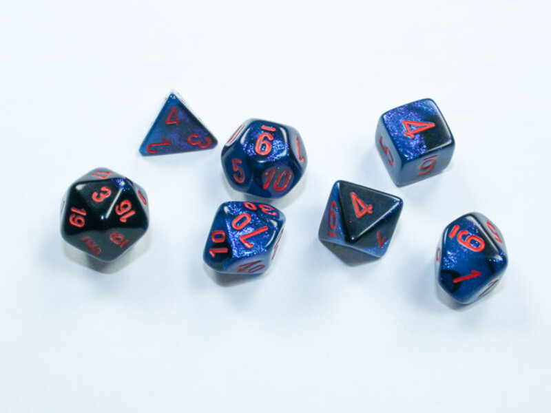 Chessex Mini Gemini 7-Die Set Black-Starlight/Red (CHX20658)
