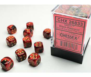 Gemini 36 * D6 Black-Red / Gold 12mm Chessex Dice (CHX26833)