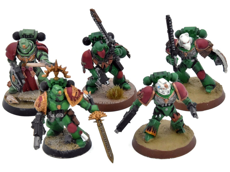 Games Workshop SPACE MARINES Salamanders 5 Veterans #1 WELL PAINTED Warhammer 40K