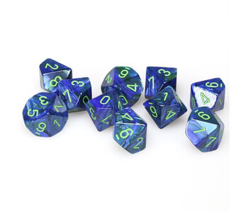 Lustrous 10 * D10 Dark Blue / Green Chessex Dice (CHX27296)