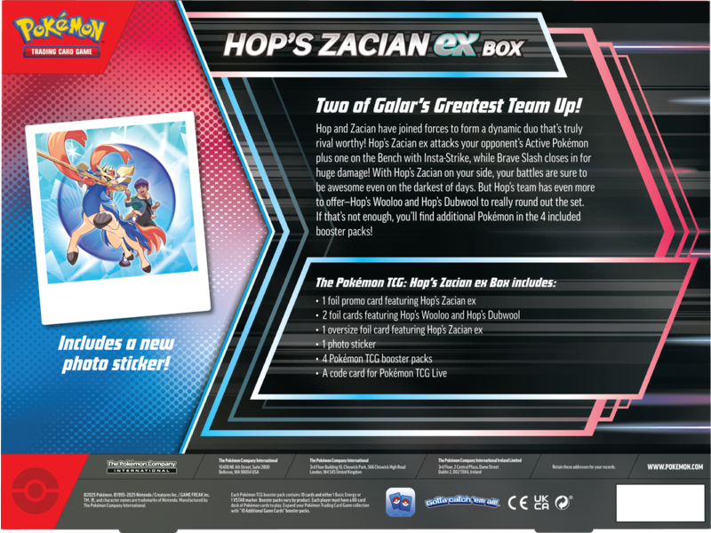 Pokémon Trading cards Pokemon Hops Zacian Ex Box