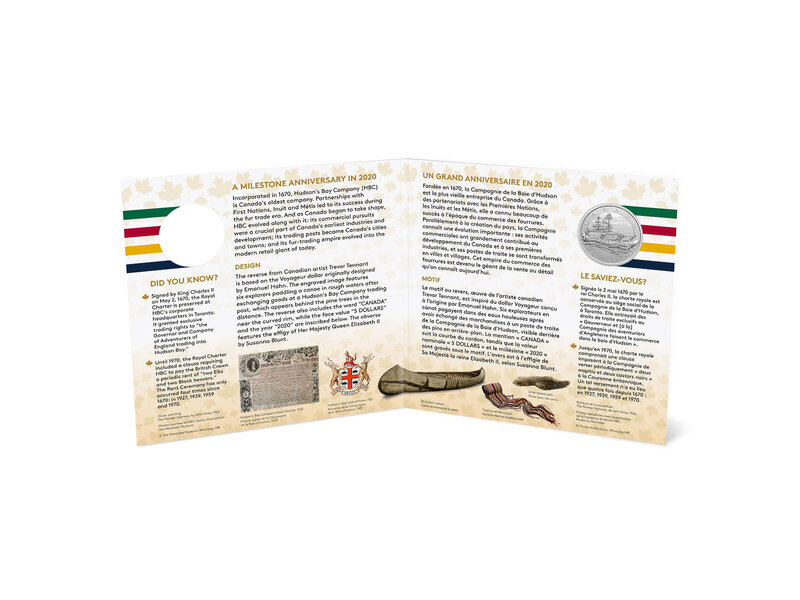 Monnaie Royale Canadienne MINT $5 350th Anniversary of Hudson's Bay Pure Silver Coin - 2020
