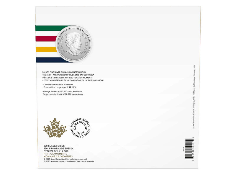 Monnaie Royale Canadienne MINT $5 350th Anniversary of Hudson's Bay Pure Silver Coin - 2020