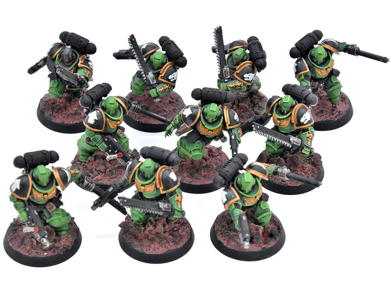 Games Workshop SPACE MARINES 10 Assault Intercessors #1 WELL PAINTED Warhammer 40K salamanders