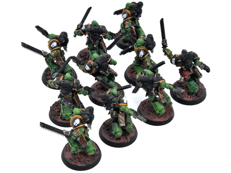 Games Workshop SPACE MARINES 10 Assault Intercessors #1 WELL PAINTED Warhammer 40K salamanders