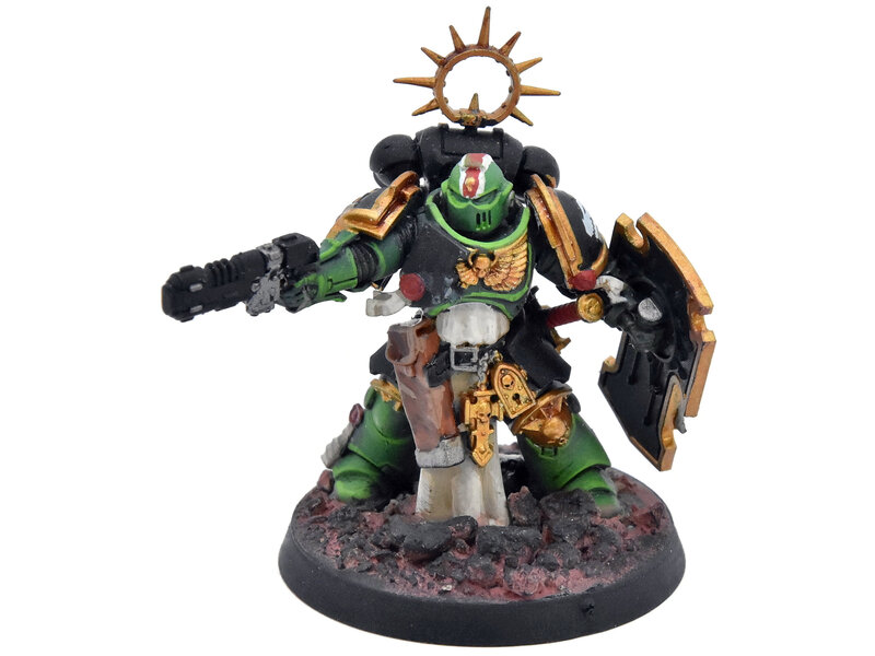 Games Workshop SALAMANDERS Lieutenant with stormshield #1 WELL PAINTED Warhammer 40K