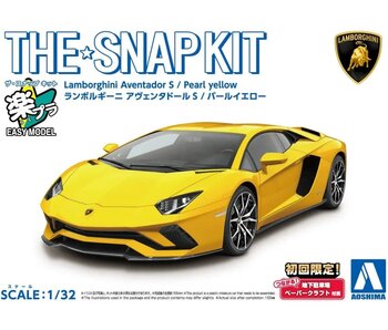 Aoshima 1/32 Lamborghini Aventador S (Pearl Yellow) Plastic Model (Snap Kit)