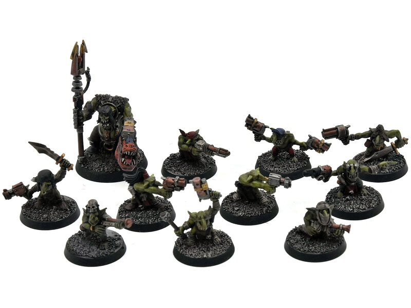 Games Workshop ORKS 10 Gretchin Squad with runtherd #1 WELL PAINTED Warhammer 40K