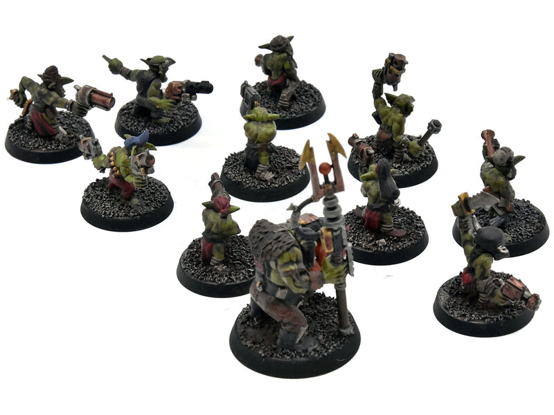 Games Workshop ORKS 10 Gretchin Squad with runtherd #1 WELL PAINTED Warhammer 40K