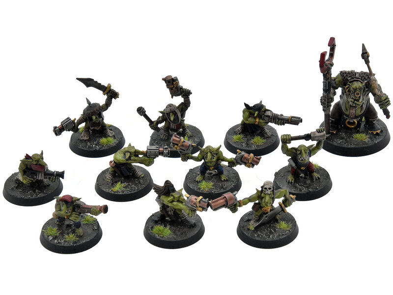 Games Workshop ORKS 10 Gretchin Squad with runtherd #2 WELL PAINTED Warhammer 40K
