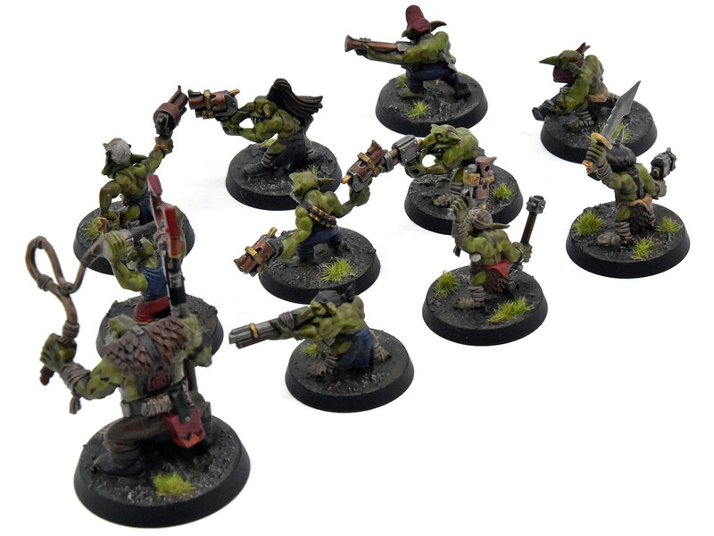 Games Workshop ORKS 10 Gretchin Squad with runtherd #2 WELL PAINTED Warhammer 40K