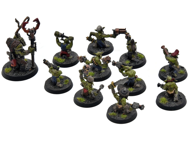 Games Workshop ORKS 10 Gretchin Squad with runtherd #2 WELL PAINTED Warhammer 40K