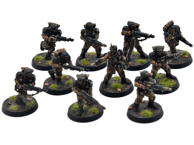 Games Workshop ASTRA MILITARUM 10 cadian shock troops #1 WELL PAINTED Warhammer 40K
