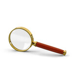 Lighthouse Handle Magnifier With Glass Lens Gold-Plated Metal Rim 3X magnification Ø 50 MM