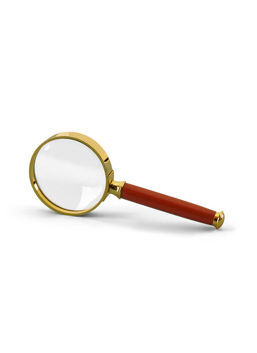 Handle Magnifier With Glass Lens Gold-Plated Metal Rim 3X magnification Ø 50 MM