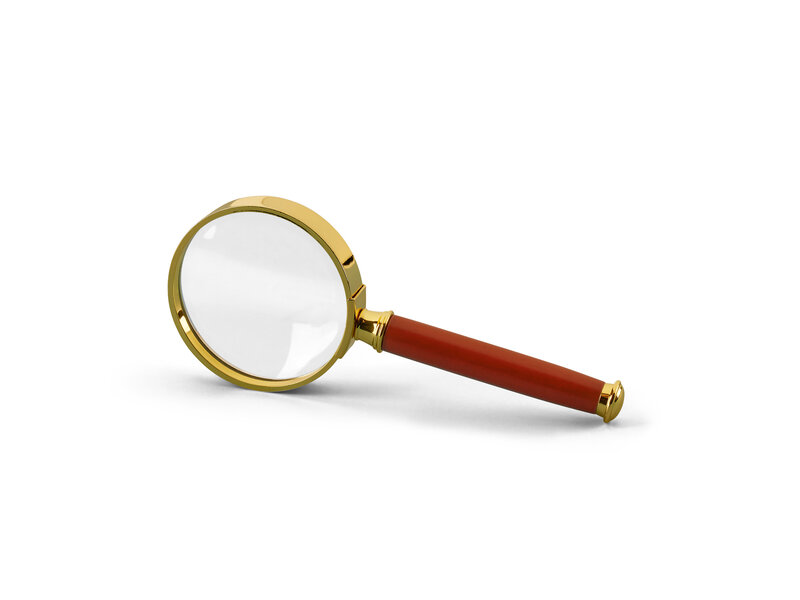 Lighthouse Handle Magnifier With Glass Lens Gold-Plated Metal Rim 3X magnification Ø 50 MM