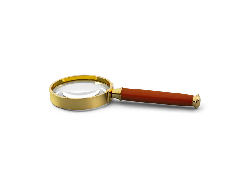 Lighthouse Handle Magnifier With Glass Lens Gold-Plated Metal Rim 3X magnification Ø 50 MM