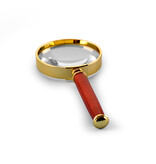Lighthouse Handle Magnifier With Glass Lens Gold-Plated Metal Rim 3X magnification Ø 50 MM