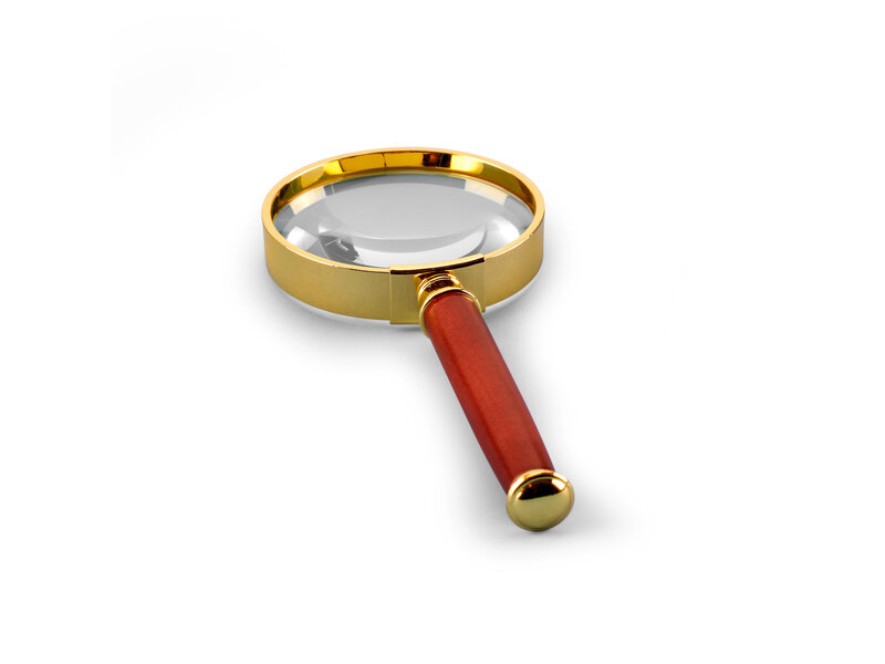 Lighthouse Handle Magnifier With Glass Lens Gold-Plated Metal Rim 3X magnification Ø 50 MM