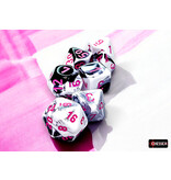 Chessex Gemini 7-Die Black-White / Pink Chessex Dice (CHX26469)