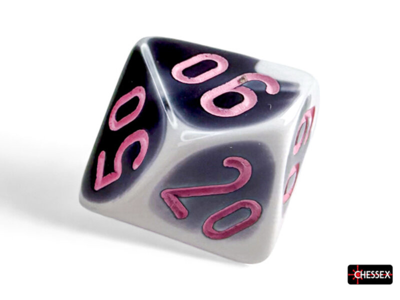 Chessex Gemini 7-Die Black-White / Pink Chessex Dice (CHX26469)