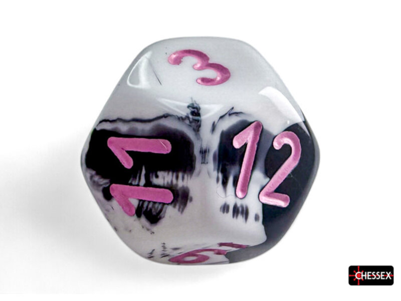 Chessex Gemini 7-Die Black-White / Pink Chessex Dice (CHX26469)