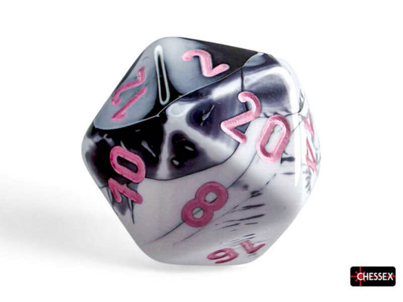 Chessex Gemini 7-Die Black-White / Pink Chessex Dice (CHX26469)