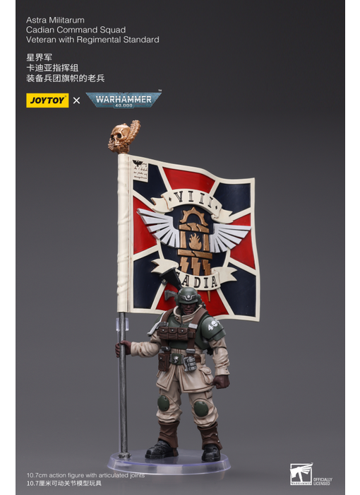 Cadian Command Squad Veteran with Regimental Standard Astra Militarum Joy Toy