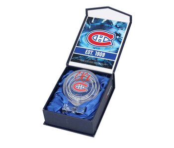 Cole Caufield Autographed Puck - Crystal Official
