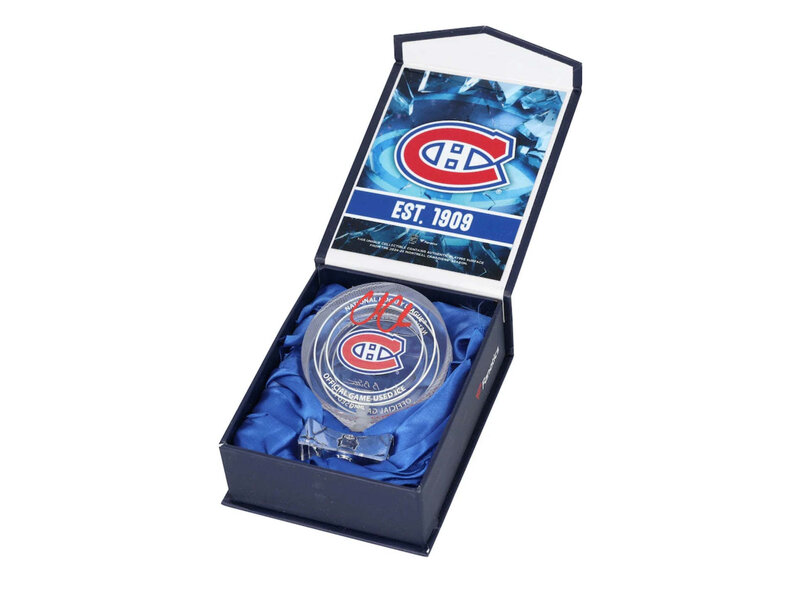 Cole Caufield Autographed Puck - Crystal Official
