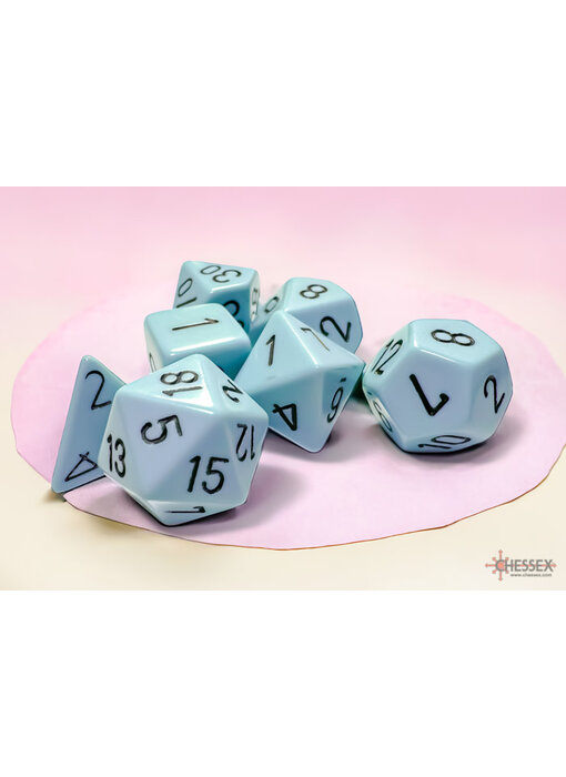 Opaque 7-die Set Polyhedral Pastel Blue/black