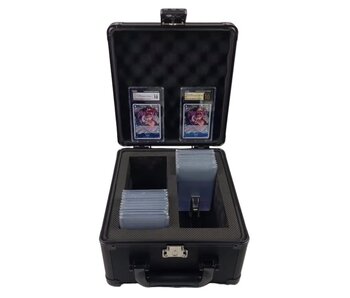 EvoRetro Graded Card Storage Box Heavy Duty 2 Rows Black/aluminum