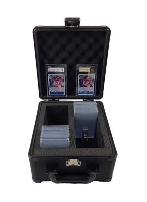 EvoRetro Graded Card Storage Box Heavy Duty 2 Rows Black/aluminum