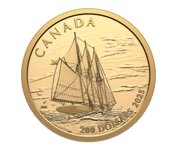 Tall Ships: Three-masted Schooner – $200 Pure Gold Coin