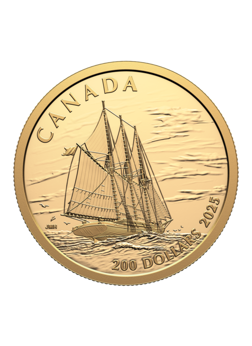 Tall Ships: Three-masted Schooner – $200 Pure Gold Coin