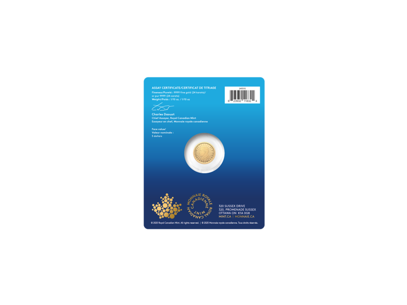 Monnaie Royale Canadienne 2025 The Majestic Polar Bear – 1/10 oz. 99.99% Pure Gold Coin (Premium Bullion)