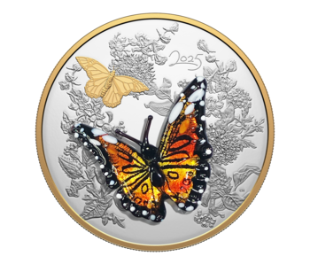 Pièce de 125 $ en argent fin 2025 – Monarque en verre de Murano