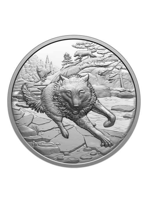 Great Hunters: Grey Wolf – 1 oz. $20 Fine Silver Ultra High Relief Coin