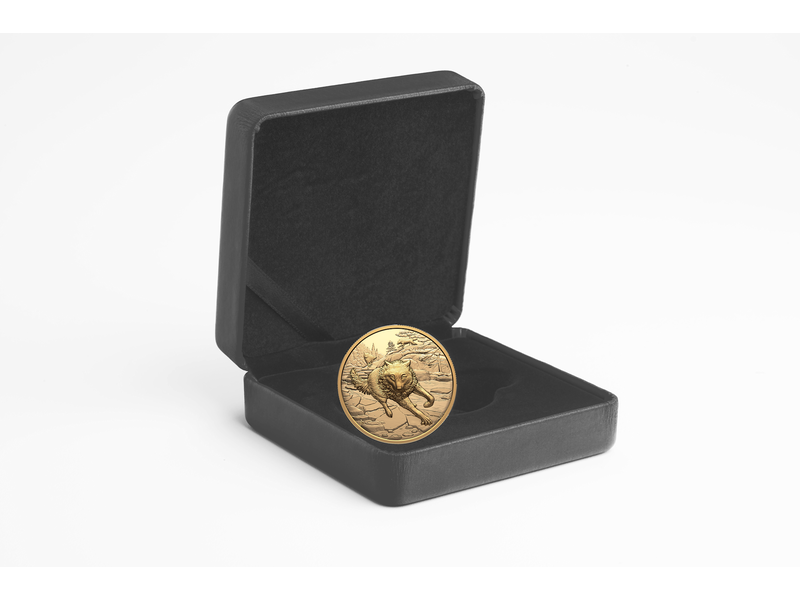Monnaie Royale Canadienne Great Hunters: Grey Wolf – 1 oz. $200 Pure Gold Ultra High Relief Coin
