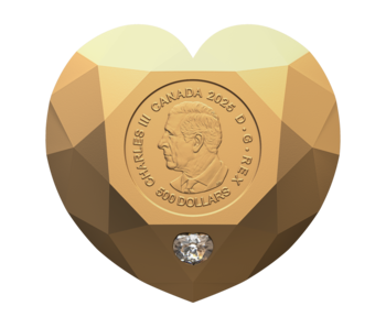 $500 Pure Gold Diamond-Shaped Coin – Heart Diamond