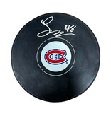 Lane Hutson Autographed Puck - Logo