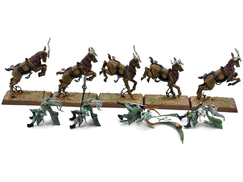 Games Workshop WOOD ELVES 5 Wild Riders #1 PRO PAINTED INCOMPLETE Fantasy Missing One Rider