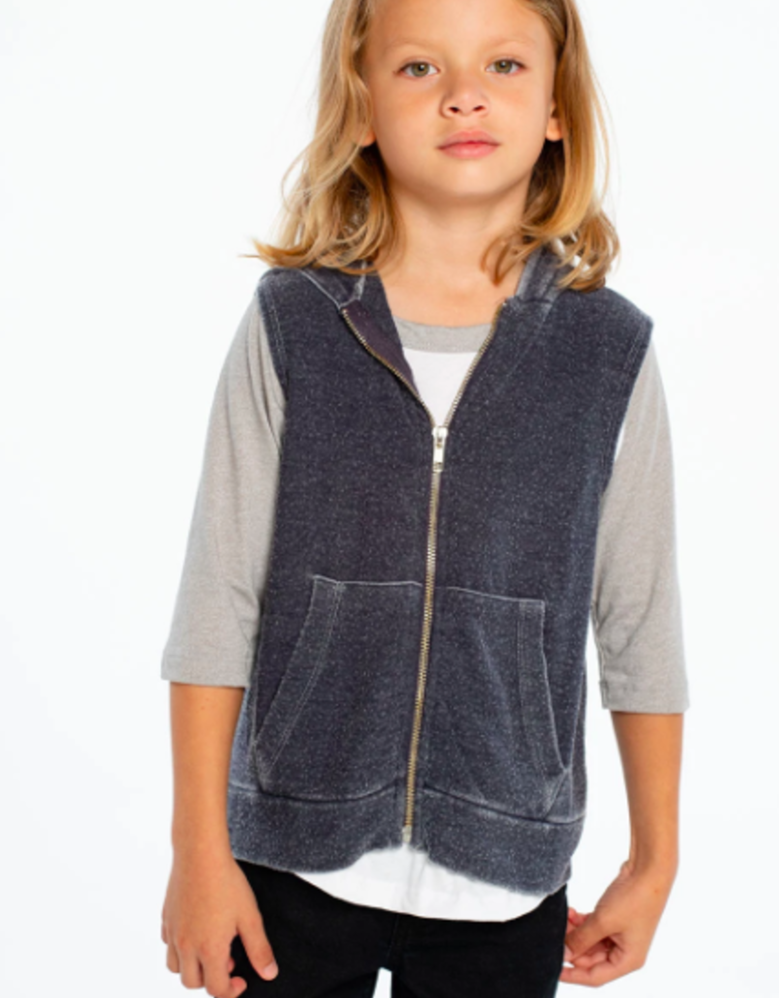 Chaser Cozy Knit Sleeveless Zip Up Hoodie