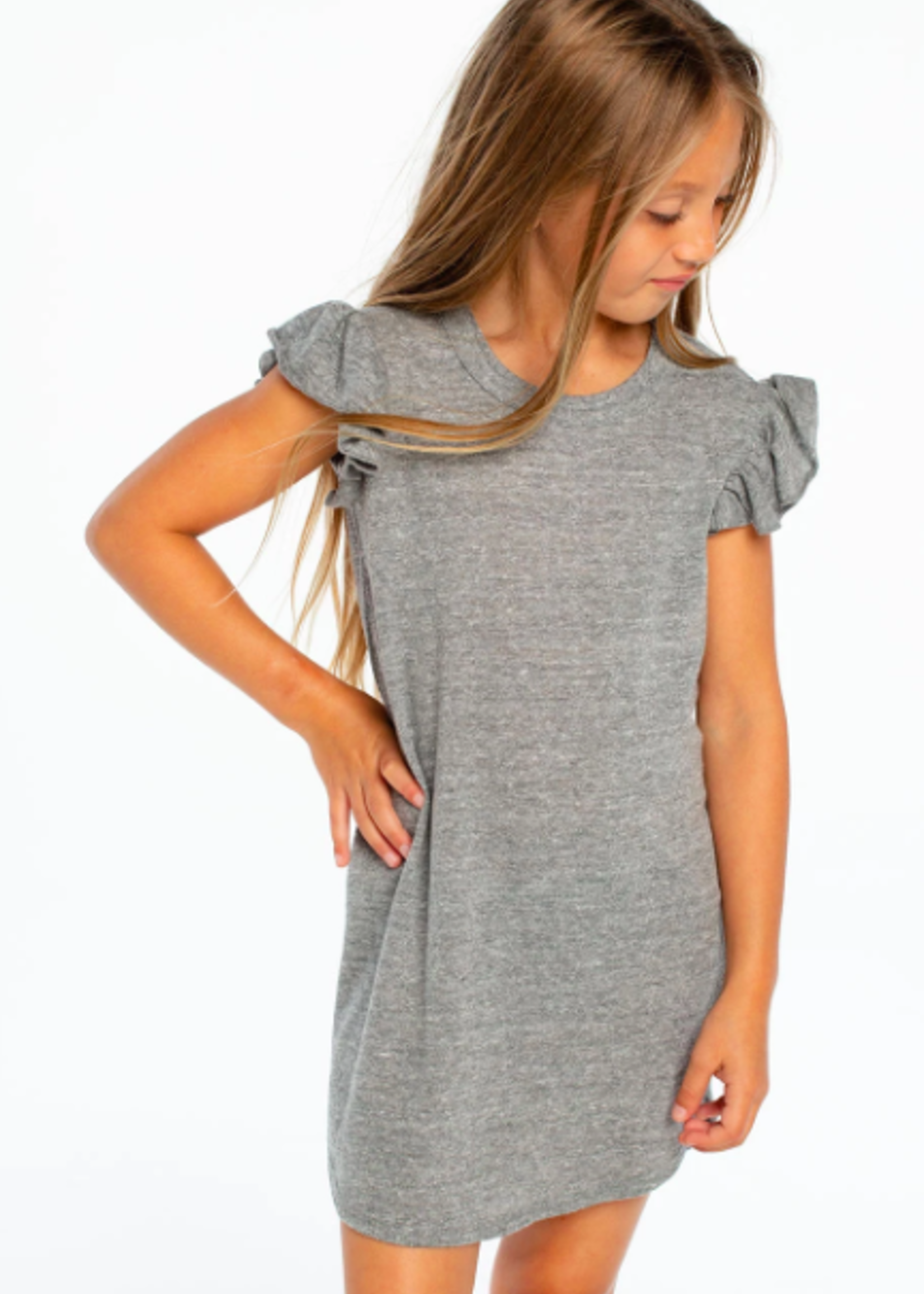 Chaser Triblend Flutter Sleeve Shirttail Dress