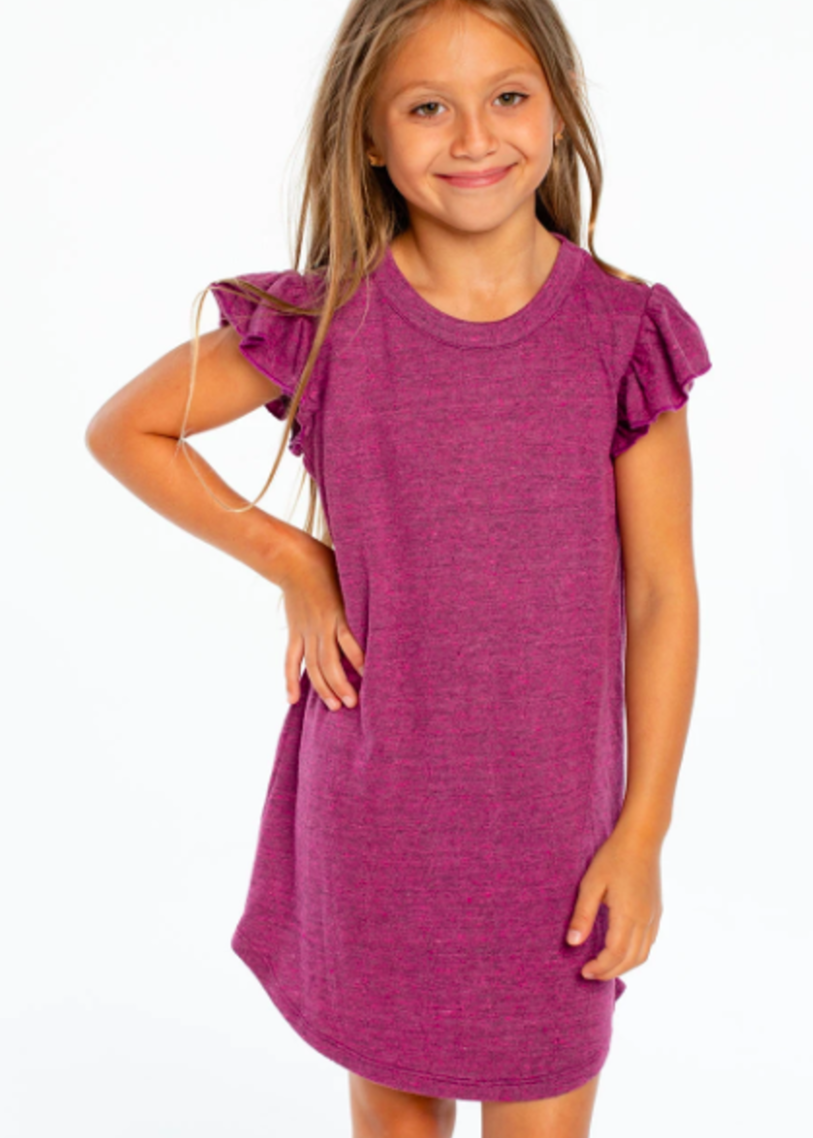 Chaser Triblend Flutter Sleeve Shirttail Dress