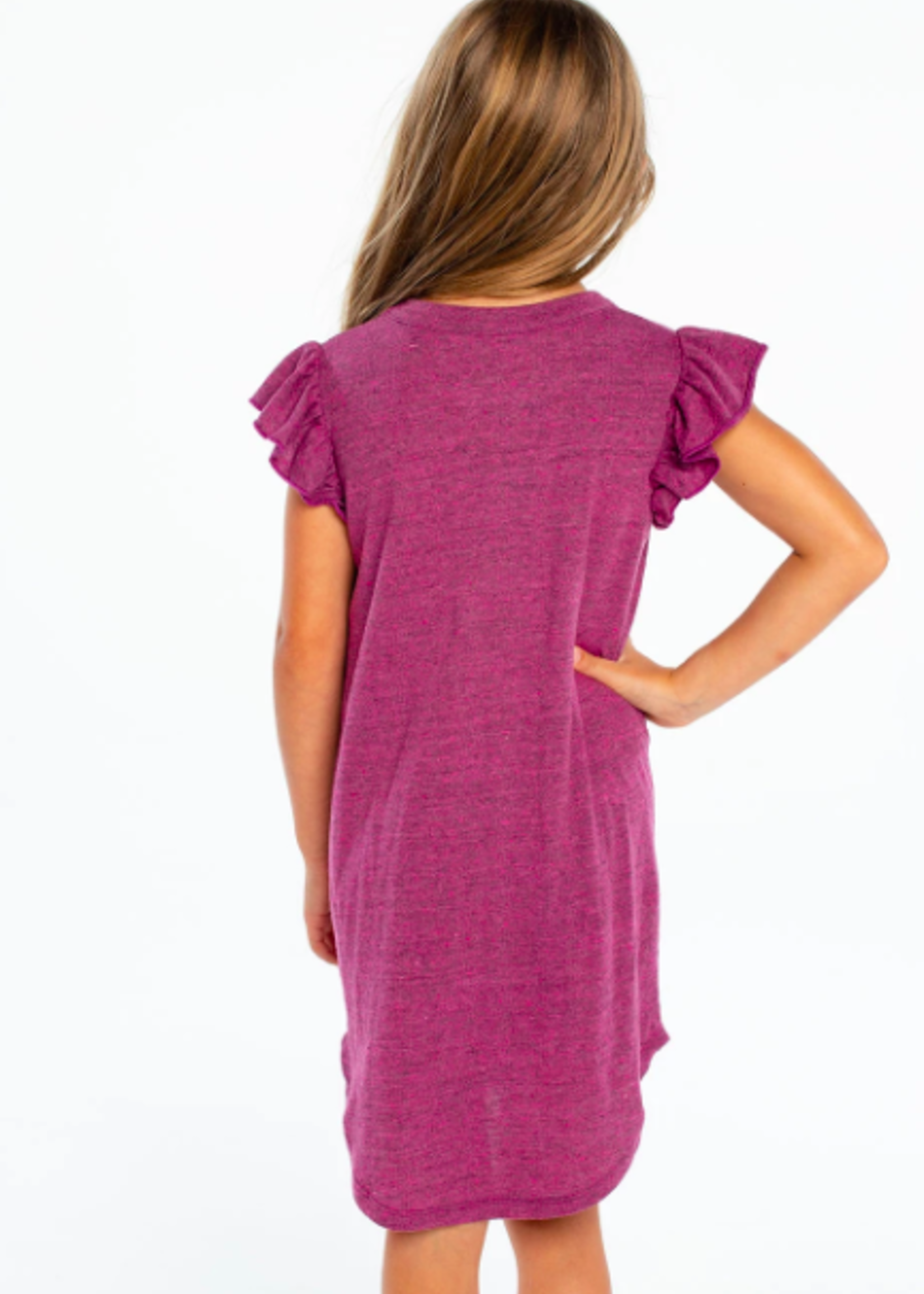 Chaser Triblend Flutter Sleeve Shirttail Dress