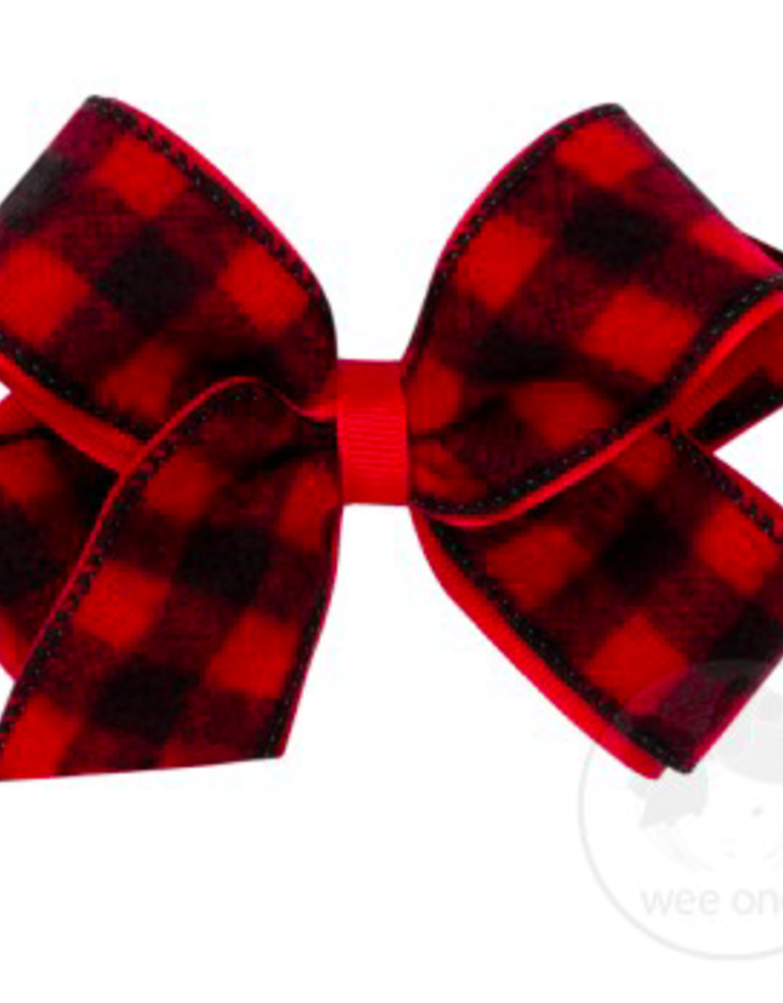 Wee Ones Medium Flannel Buffalo Check Overlay Bow