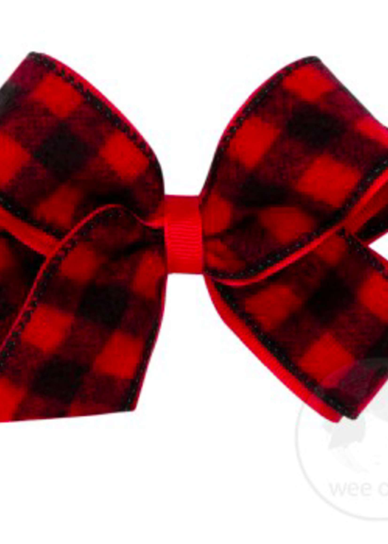 Wee Ones Medium Flannel Buffalo Check Overlay Bow